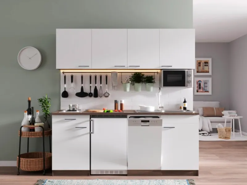 Respekta Küchenzeile KB195EYWMI 195 cm -Eiche York Nachbildung< Miniküchen|Kochfelder
