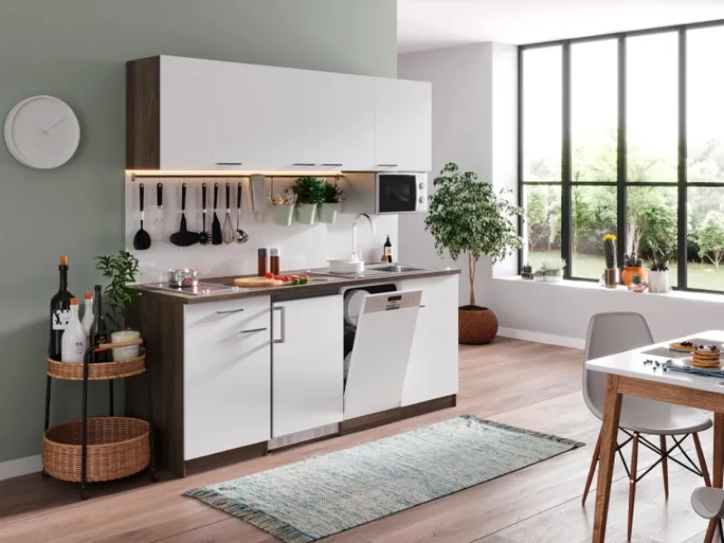 Respekta Single-Küchen|Winkelküchen<Küchenzeile KB195EYWMIC 195 cm -Eiche York Nachbildung