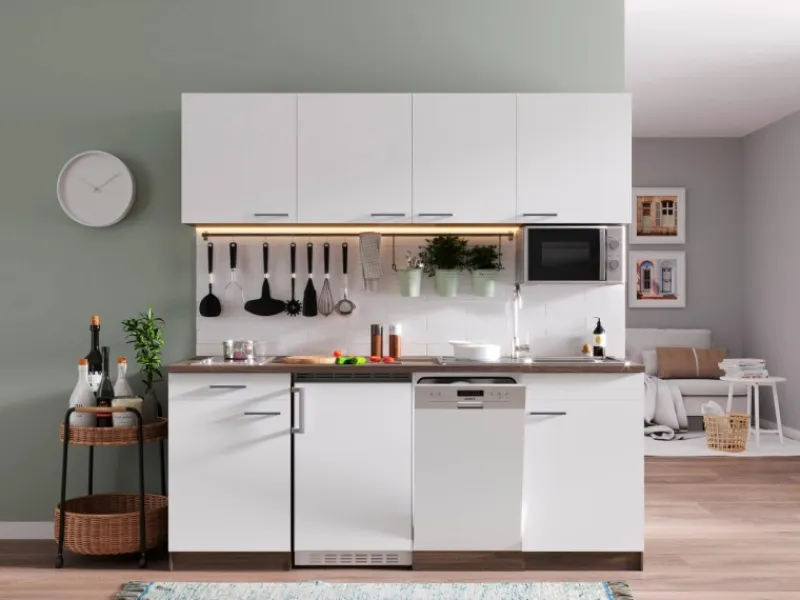 Respekta Single-Küchen|Winkelküchen<Küchenzeile KB195EYWMIC 195 cm -Eiche York Nachbildung