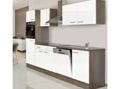 Respekta Küchenzeile KB280EYW 280 cm -Eiche York Nachbildung Weiß Seidenglanz