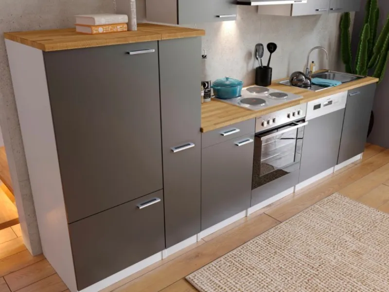 Respekta Kühlschränke|Winkelküchen<Küchenzeile KB310WG 310 cm -Weiß
