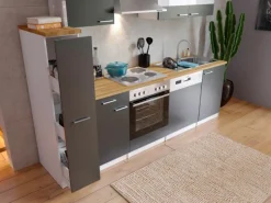 Respekta Küchenzeile KB250WG 250 cm Grau-Weiß< Kochfelder|Herde