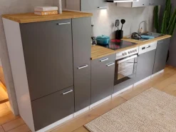 New Respekta Küchenzeile KB310WGC 310 cm -Weiß Grau