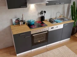 Respekta Küchenzeile KB220WGC 220 cm -Weiß< Kochfelder|Herde