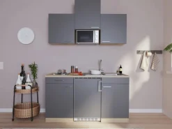Respekta Pantryküchen|Miniküchen<Küchenzeile KB150WGMI 150 cm -Weiß Glänzend