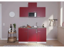 Respekta Pantryküchen|Miniküchen<Küchenzeile KB150WRMI 150 cm -Weiß Glänzend