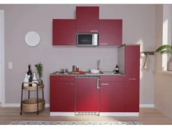 Respekta Küchenzeile KB180WRMI 180 cm Rot-Weiß