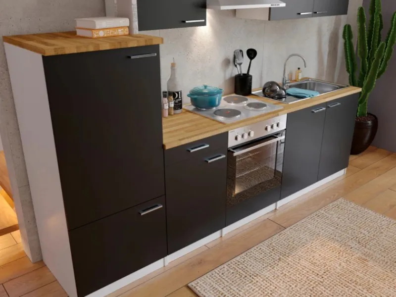 Respekta Küchenzeile KB270WS 270 cm -Weiß< Herde|Kochfelder