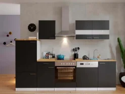 Hot Respekta Küchenzeile KB280WSC 280 cm Schwarz-Weiß