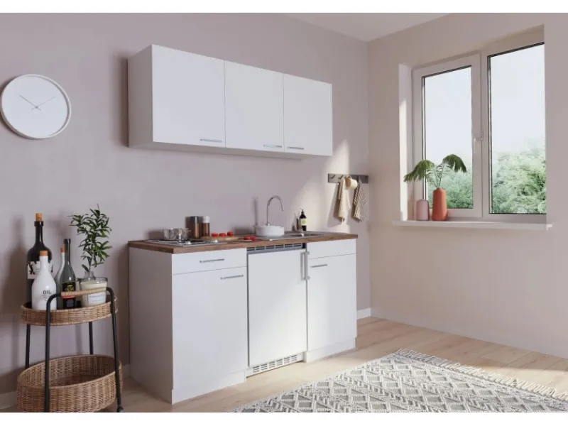 Respekta Single-Küchen|Pantryküchen<Küchenzeile KB150WW 150 cm Glänzend