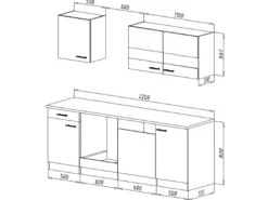 Sale Respekta Küchenzeile KB220WW 220 cm Weiß