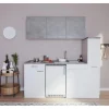 Respekta Küchenzeile KB180WWBCG 180 cm Weiß-Beton Optik< Single-Küchen|Kühlschränke