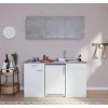 New Respekta Küchenzeile KB150WWBG 150 cm Weiß-Beton Optik