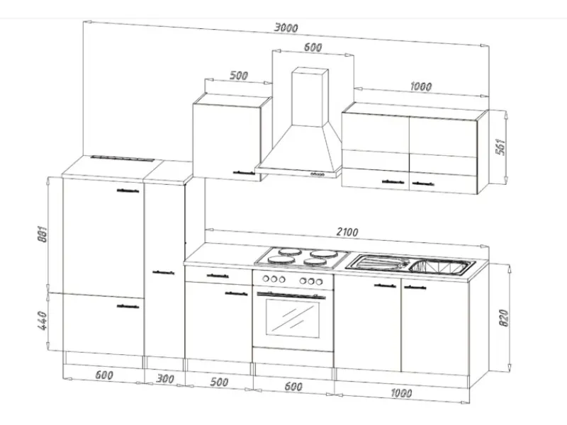 Sale Respekta Küchenzeile KB300WWC 300 cm Weiß