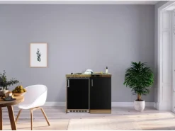 Respekta Küchenzeile MK100ESS 100 cm -Eiche Sägerau Nachbildung< Pantryküchen|Miniküchen
