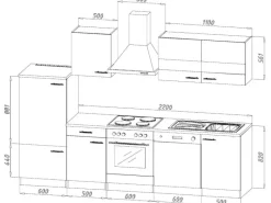 Clearance Respekta Küchenzeile ohne E-Geräte LBKB280WG 280 cm -Weiß Glänzend Grau