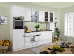 Sale Respekta Premium Respekta Küchenzeile ohne E-Geräte 320 cm Grifflos Weiß Hochglanz Hochglanz Weiß