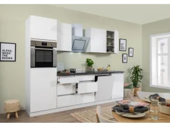 Respekta Premium Respekta Küchenzeile ohne E-Geräte 280 cm Grifflos Weiß Hochglanz< Pantryküchen|Single-Küchen