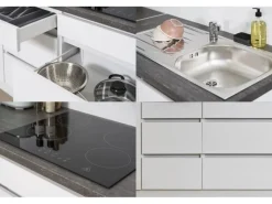 Respekta Premium Respekta Küchenzeile ohne E-Geräte 280 cm Grifflos Weiß Hochglanz< Pantryküchen|Single-Küchen