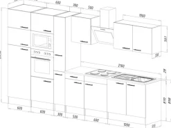 Respekta Küchenzeile ohne E-Geräte 360 cm Schwarz Seidengl.-Eiche York< Einbauküchen