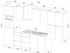 Respekta Premium Respekta Küchenzeile ohne E-Geräte 370 cm Grifflos -Eiche Sägerau< Kühlschränke|Einbauküchen