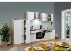 Best Respekta Küchenzeile ohne E-Geräte 310 cm -Eiche Sägerau Weiß
