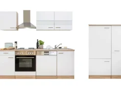 Best Respekta Küchenzeile ohne E-Geräte 310 cm -Eiche Sägerau Weiß