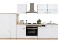 Best Respekta Küchenzeile ohne E-Geräte 310 cm -Eiche Sägerau Weiß