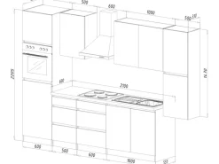 Respekta Premium Küchenschränke|Einbauküchen<Respekta Küchenzeile ohne E-Geräte 320 cm Grifflos -Eiche Sägerau