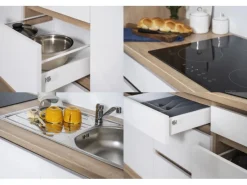 Respekta Premium Küchenschränke|Einbauküchen<Respekta Küchenzeile ohne E-Geräte 320 cm Grifflos -Eiche Sägerau