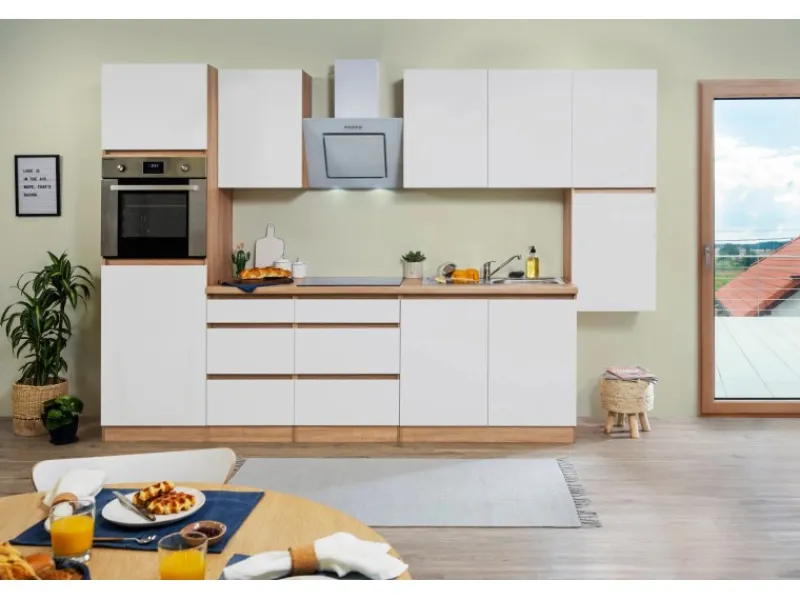 Respekta Premium Respekta Küchenzeile ohne E-Geräte 320 cm Grifflos -Eiche Sägerau< Einbauküchen