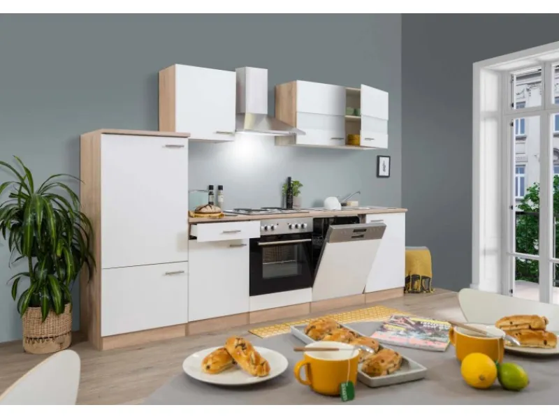 Respekta Einbauküchen|Küchenschränke<Küchenzeile ohne E-Geräte LBKB280ESW 280 cm -Eiche Sonoma Sägerau