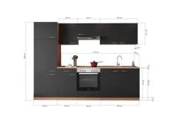 Respekta Einbauküchen|Küchenschränke<Küchenzeile ohne E-Geräte LBKB270BG 270 cm -Buche Nachbildung