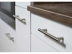 Discount Respekta Küchenzeile ohne E-Geräte 300 cm Weiß Seidengl.-Eiche York Weiß Seidenglanz
