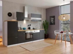 Respekta Einbauküchen<Küchenzeile ohne E-Geräte 280 cm Schwarz-Weiß