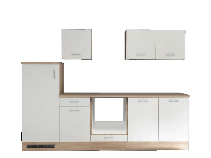 Respekta Küchenzeile Petunia LBKB270ENWP ohne E-Geräte 270 cm Weiß