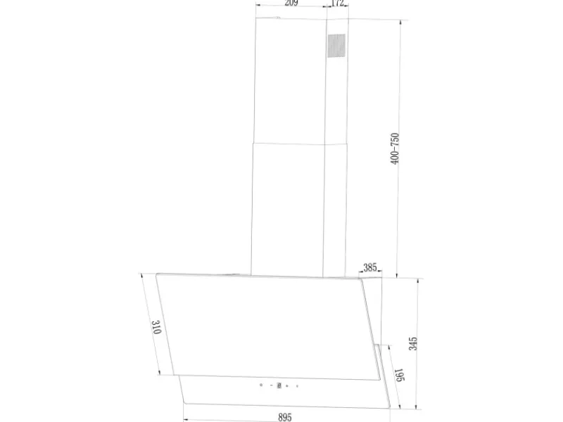 Respekta kopffreie Schräghaube CH-66038-90SAM EEK: A 90 cm Schwarz< Kopffreihauben|Dunstabzugshauben-Filter