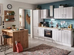 Respekta Kücheninseln|Kühlschränke<Landhaus Küchenzeile Anton 280 cm mit Kücheninsel Lärche Weiß