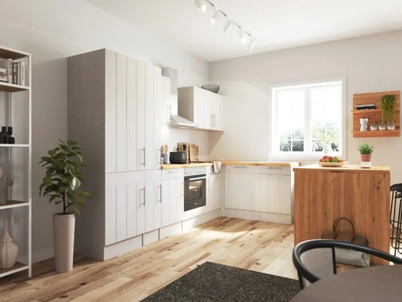 Respekta Kücheninseln|Winkelküchen<Landhaus Winkelküche Anton 310 x 172 cm mit Kücheninsel Lärche Weiß