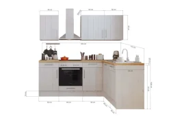 Respekta L-Küchenzeile Anton LBBERPL220LHWC ohne E-Geräte 220 cm Lärche Weiß< Winkelküchen|Einbauküchen