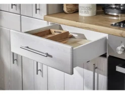 Respekta L-Küchenzeile Anton LBBERPL280LHWC ohne E-Geräte 280 cm Lärche Weiß< Winkelküchen|Einbauküchen