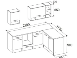 Respekta Winkelküchen|Einbauküchen<L-Küchenzeile Hilde LBBEKBL220EWC ohne E-Geräte 220 cm Weiß