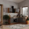 Respekta Winkelküchen|Einbauküchen<L-Küchenzeile Hilde LBBEKBL220EGC ohne E-Geräte 220 cm Grau