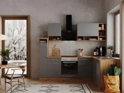 Best Respekta L-Küchenzeile Hilde LBBEKBL250EGC ohne E-Geräte 250 cm Grau