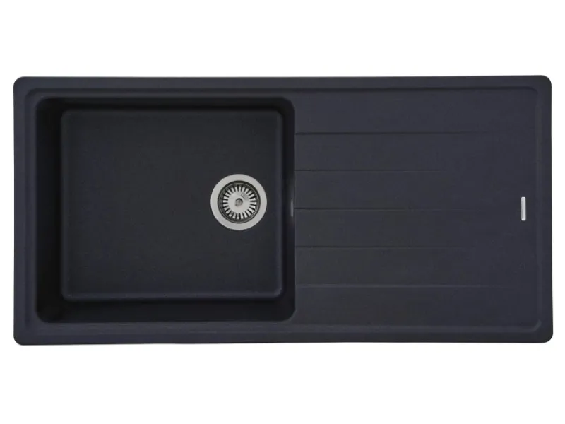 Respekta Granitspülen< Massivgranit-Einbauspüle Columbia 100 cm x 50 cm Schwarz