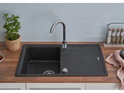 Online Respekta  Massivgranit-Einbauspüle Columbia 78 cm x 50 cm Schwarz