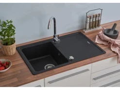 Online Respekta  Massivgranit-Einbauspüle Columbia 78 cm x 50 cm Schwarz