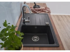 Online Respekta  Massivgranit-Einbauspüle Columbia 78 cm x 50 cm Schwarz