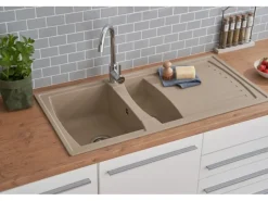 New Respekta Mineralite Einbauspüle Boston 100 x 50 cm Sandbeige