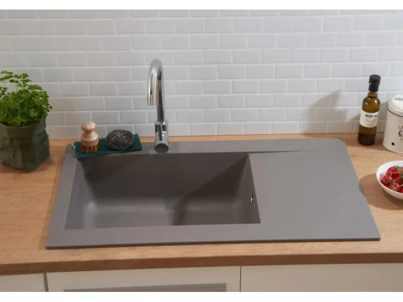 Hot Respekta Mineralite Einbauspüle Denver 86 x 50 cm Betongrau